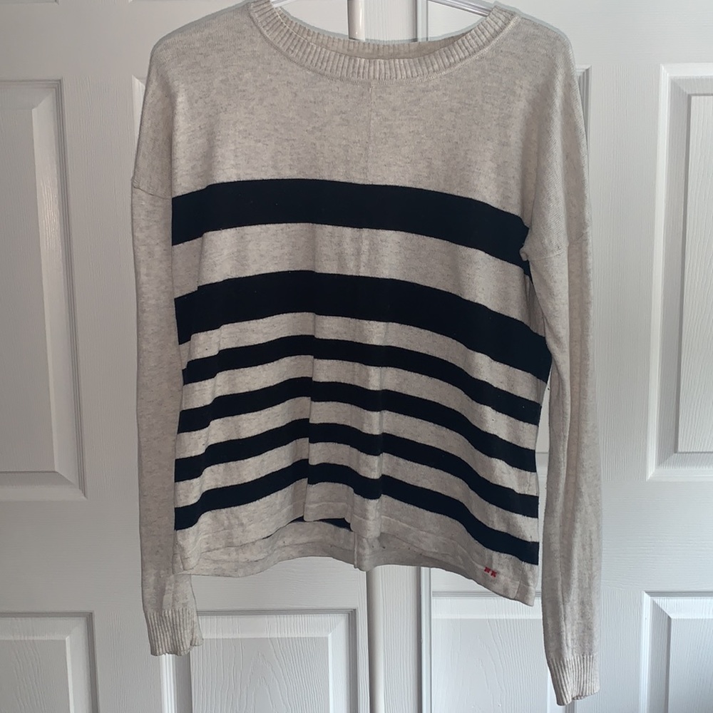 Lisa Todd Cream and Black Striped Long Sleeve Tee